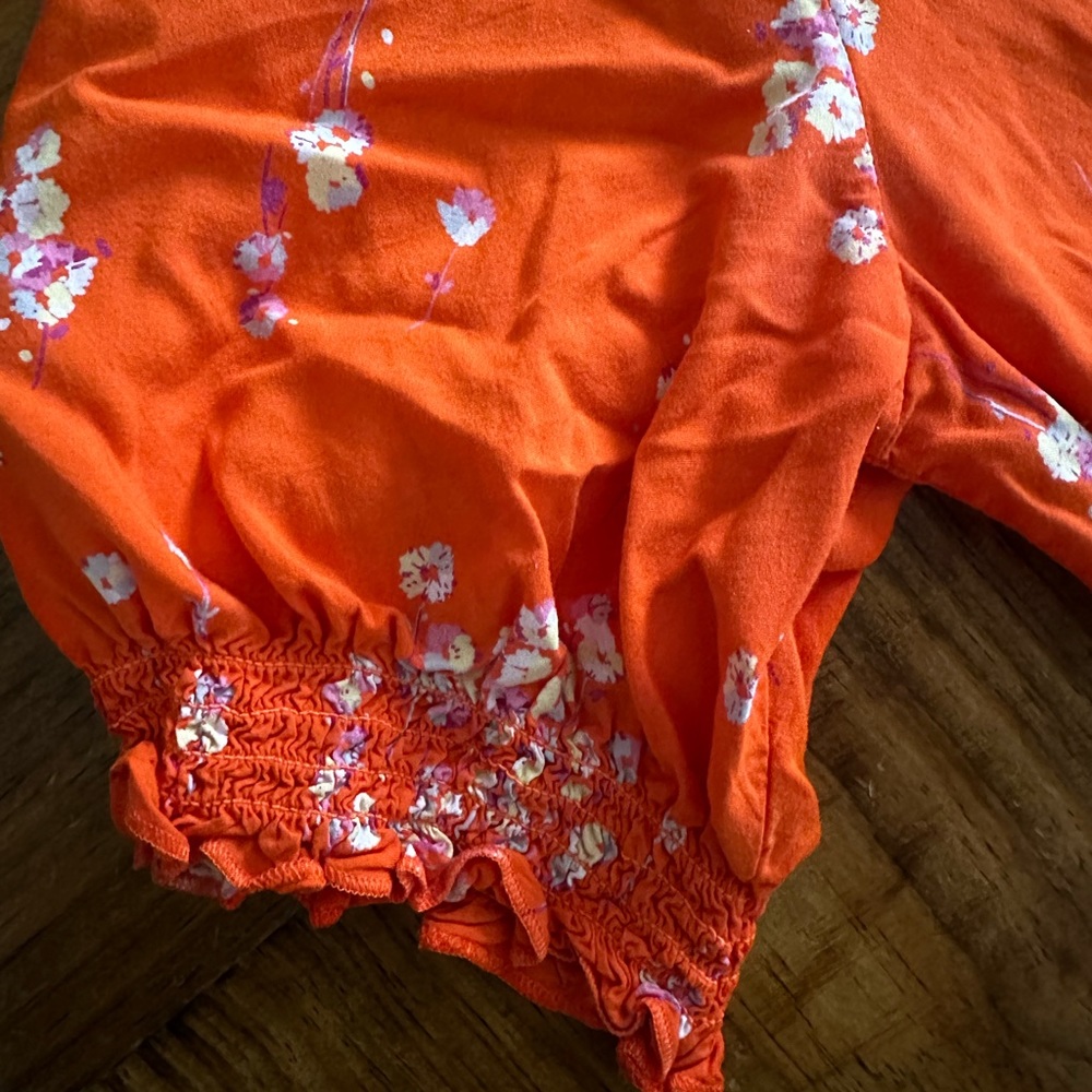 Orange, floral capri romper - Picture 4 of 7